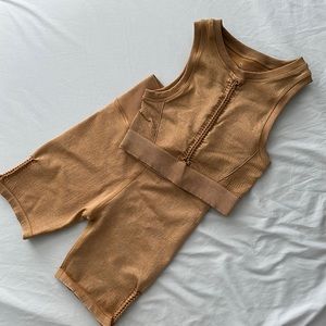 Aerie OFFLINE BRAIDED BIKER SHORTS SET (xs)